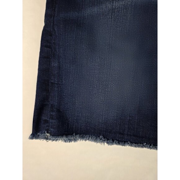 GAP Jean Skirt Women's Size 28 / 6  Dark Blue Denim Button Fly Cut Off Skirt - Picture 6 of 10